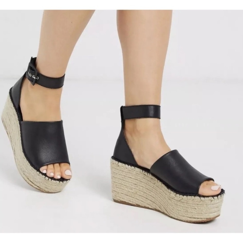 Free People Coastal platform wedge espadrilles sandals EURO 37 US 6.5 black